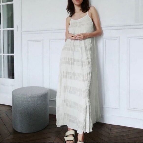 Zara Textured White Maxi Dress(Size Medium) - Picture 1 of 6